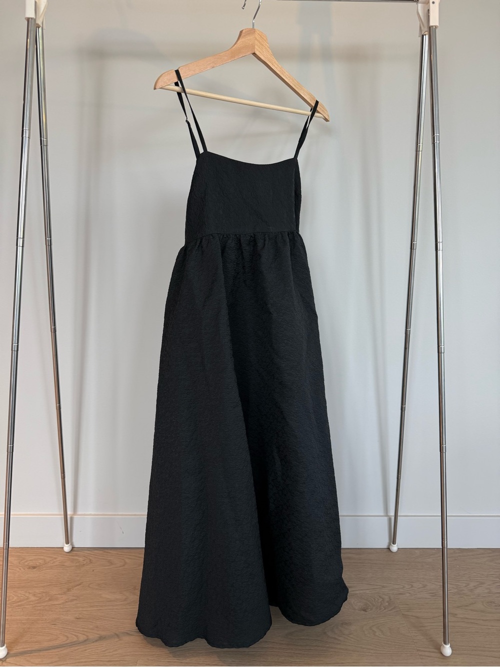 Black Midi Dress with Spaghetti Straps